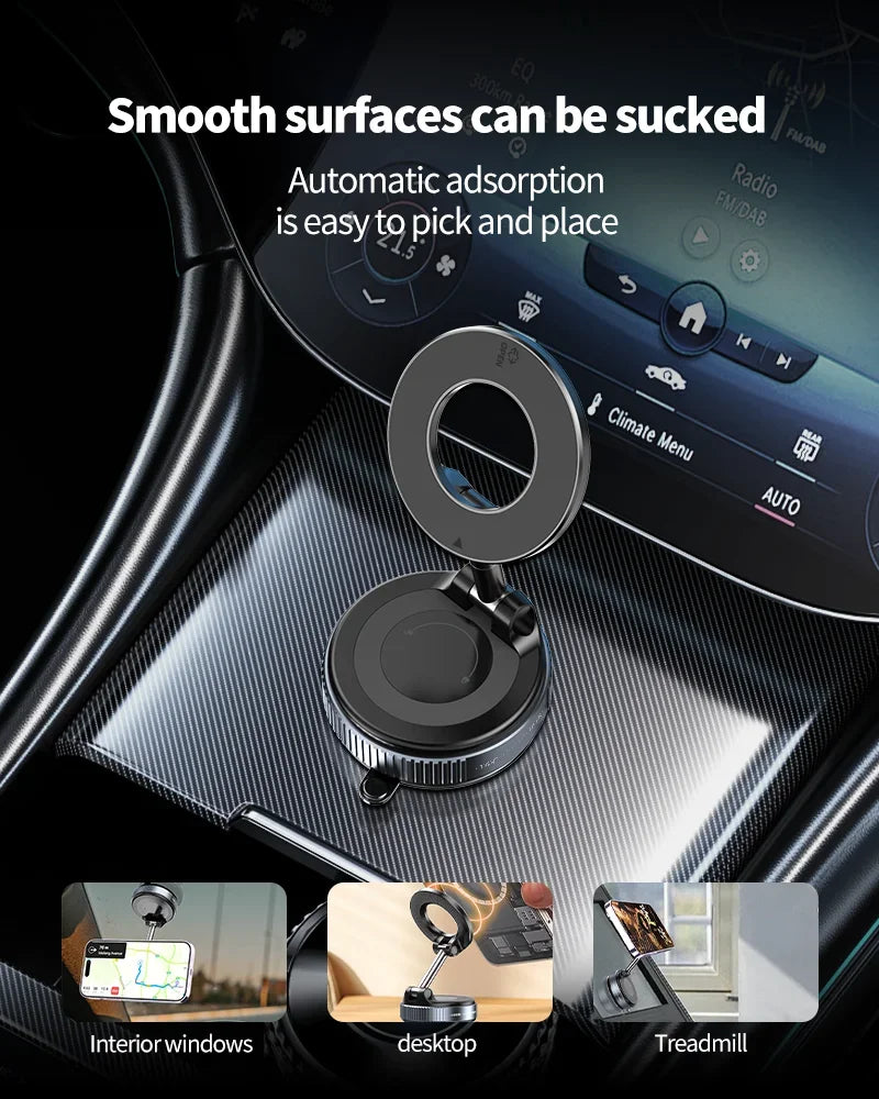 Rotating Magnetic Phone Holder with Vacuum Suction