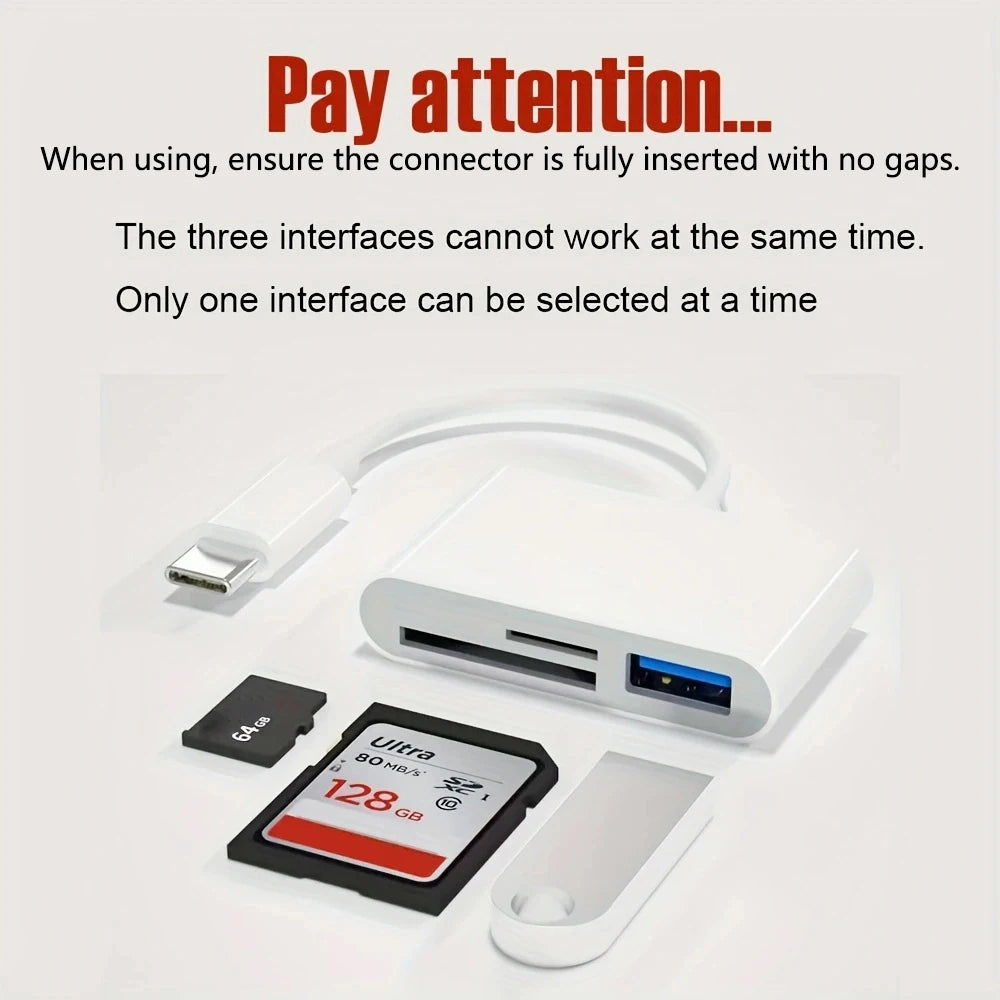 3-in-1 USB-C SD/TF Card Reader Adapter