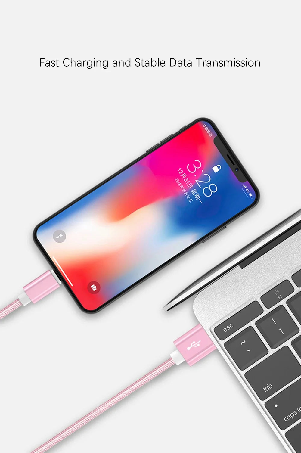 Metal Nylon Braided USB Fast Charging Cable for iPhone & iPad (1m / 2m / 3m)