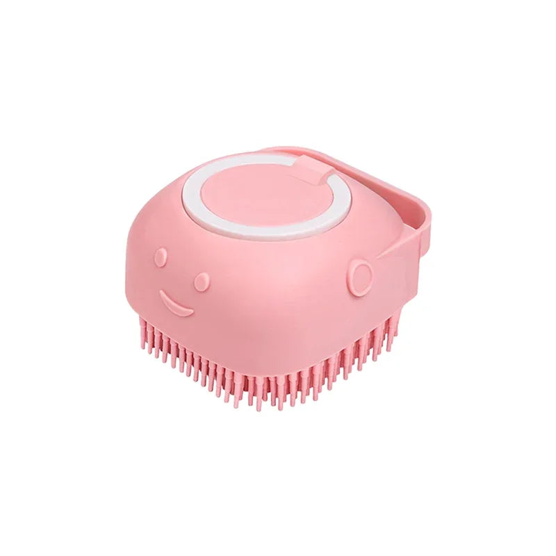 Pet Bath Brush with Shampoo Dispenser – Silicone Dog & Cat Grooming Massage Tool