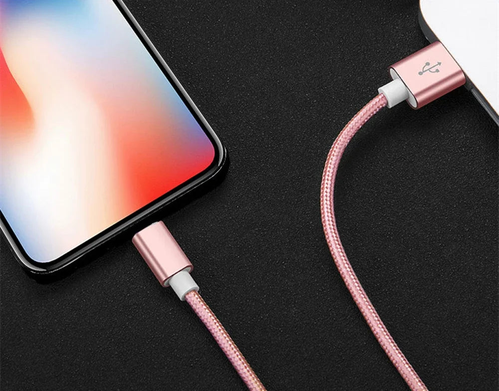 Metal Nylon Braided USB Fast Charging Cable for iPhone & iPad (1m / 2m / 3m)