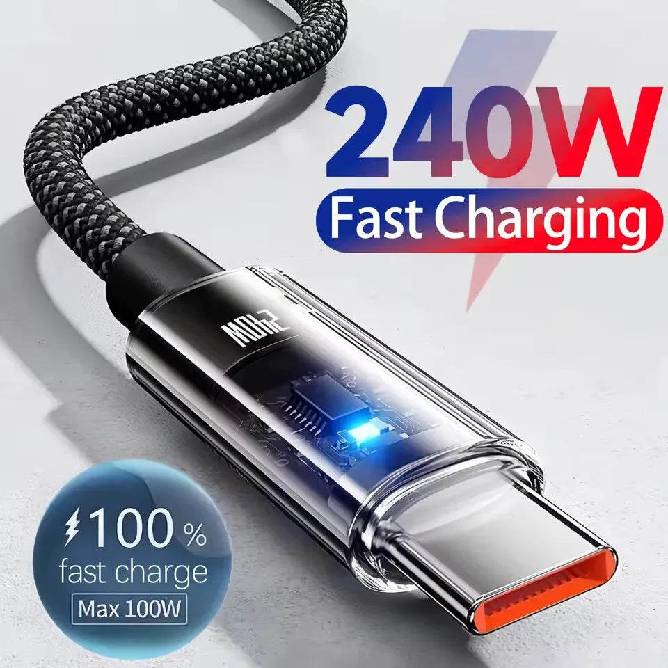 240W USB-C Fast Charging Cable with LED Display