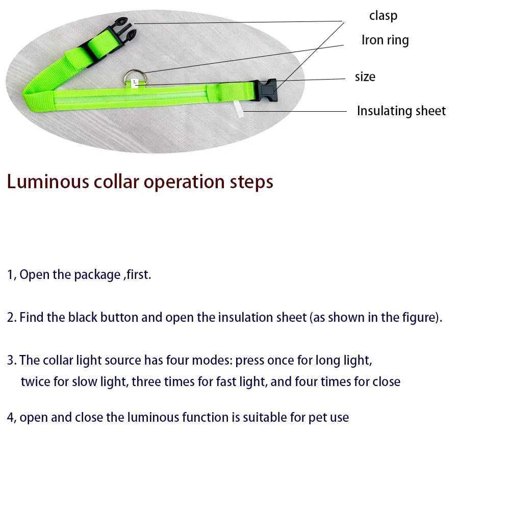 LED Glow in the Dark Dog Leash (Flashing Safety Collar)