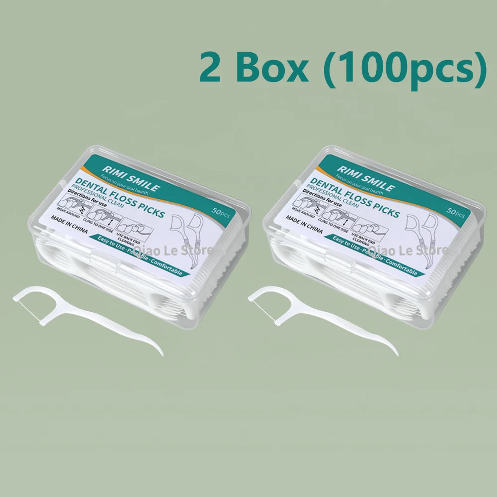 Portable Disposable Dental Floss Picks (50pcs Box)