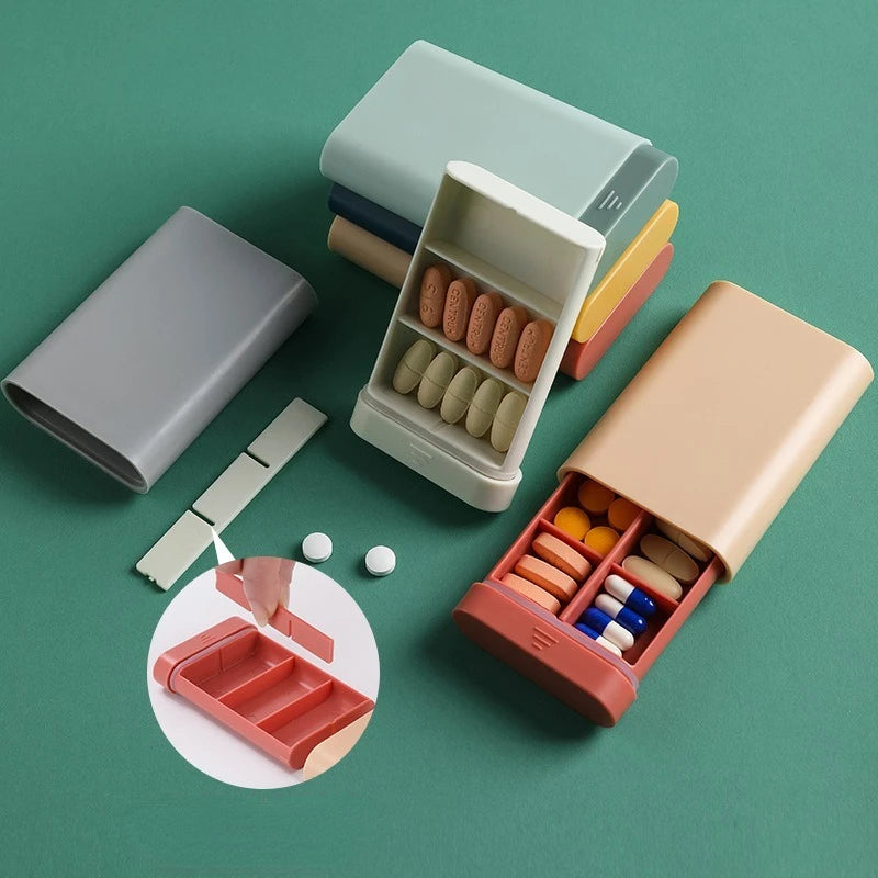 Portable Travel Pill Organizer – 6 Grid Vitamin & Medicine Storage Box