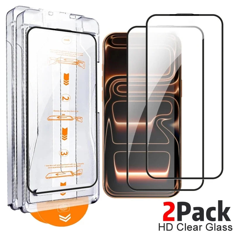 iPhone Tempered Glass Screen Protector (Privacy / Clear, 1–3 Pack, Optional Installation Kit)