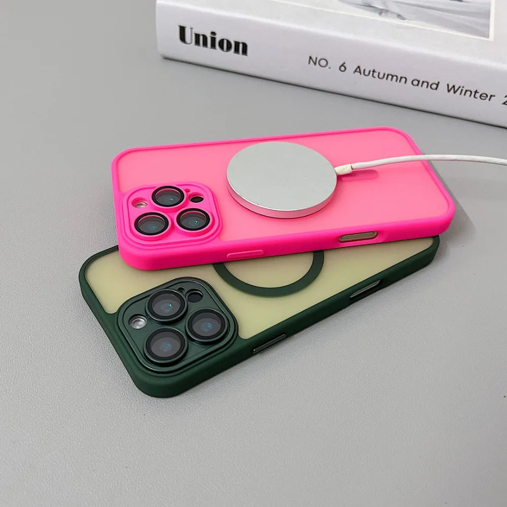 MagSafe Matte Translucent Armor Shockproof iPhone Case
