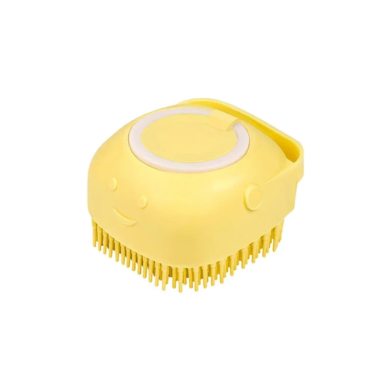 Pet Bath Brush with Shampoo Dispenser – Silicone Dog & Cat Grooming Massage Tool