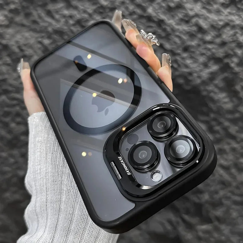 MagSafe Transparent Shockproof iPhone Case with Stand