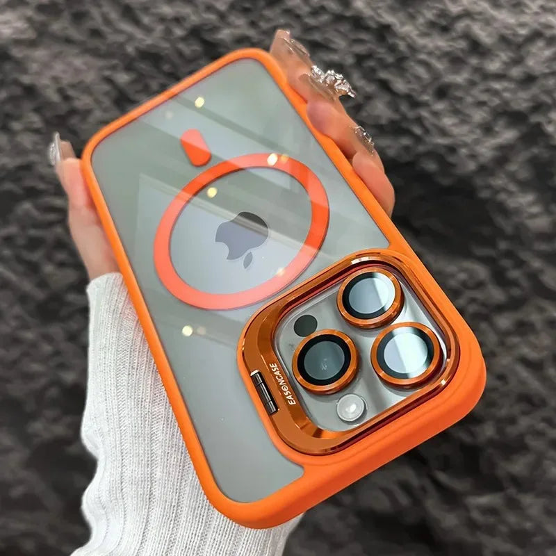 MagSafe Transparent Shockproof iPhone Case with Stand