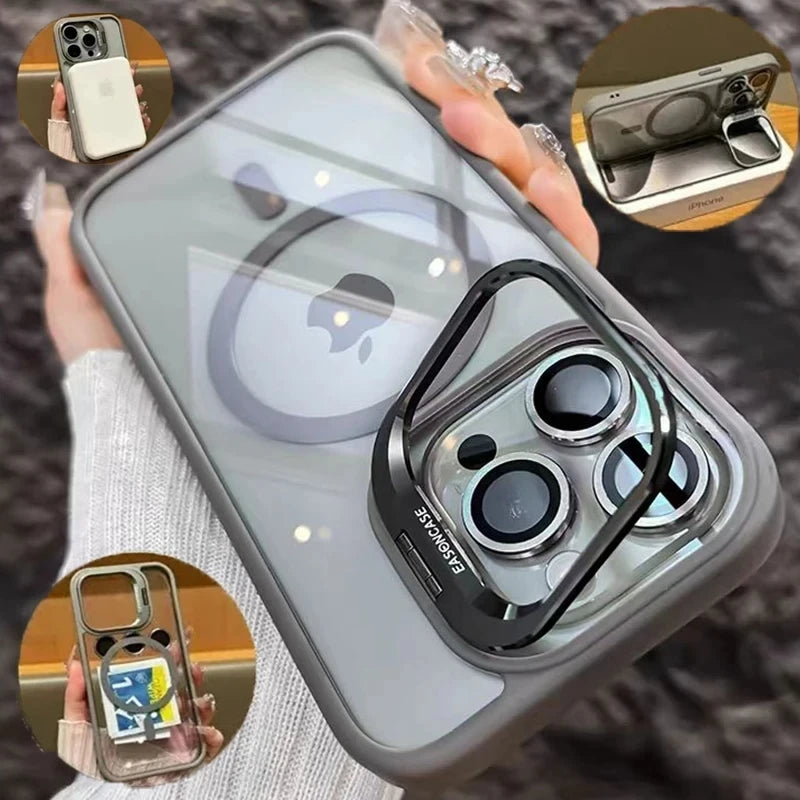 MagSafe Transparent Shockproof iPhone Case with Stand