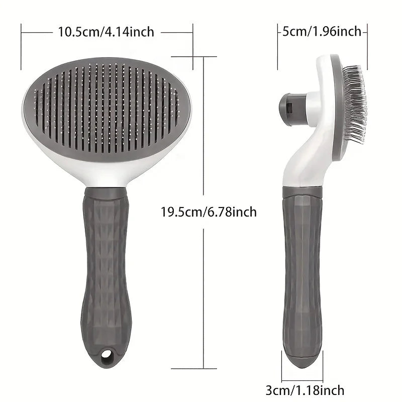 One-Click Pet Hair Removal Brush (Self-Cleaning Slicker Comb)