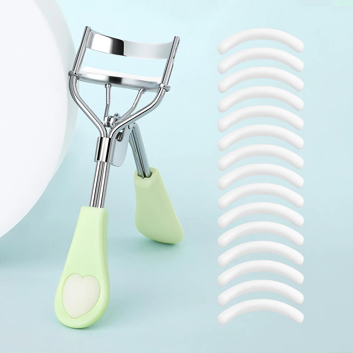 Portable Eyelash Curler with Silicone Pads (Stainless Steel Lash Curling Tool)
