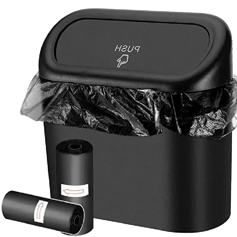 Mini Car Trash Can with Lid (Leak-Proof Auto Bin)