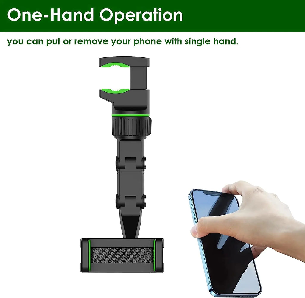 Rearview Mirror Phone Holder 360° Rotatable Car Mount Universal Smartphone Holder
