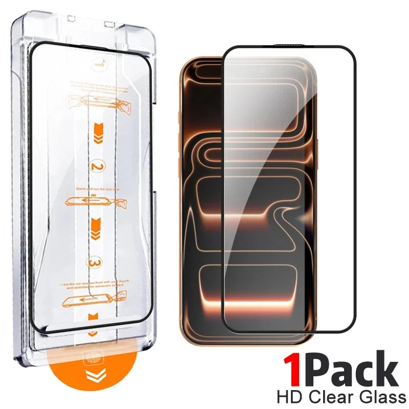 iPhone Tempered Glass Screen Protector (Privacy / Clear, 1–3 Pack, Optional Installation Kit)