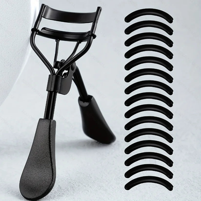 Portable Eyelash Curler with Silicone Pads (Stainless Steel Lash Curling Tool)