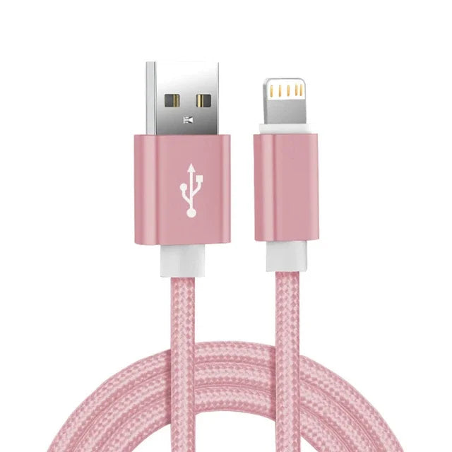 Metal Nylon Braided USB Fast Charging Cable for iPhone & iPad (1m / 2m / 3m)