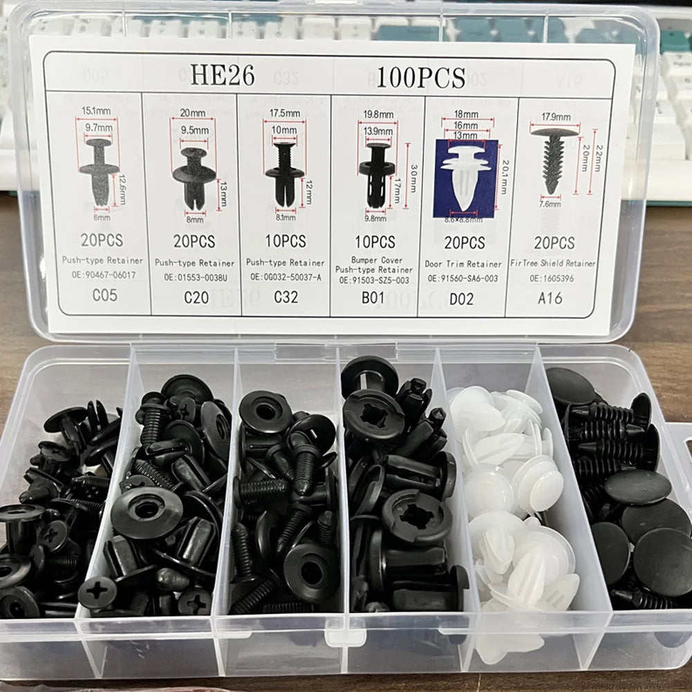 Universal Car Body Push Retainer Clip Kit (50/100pcs)