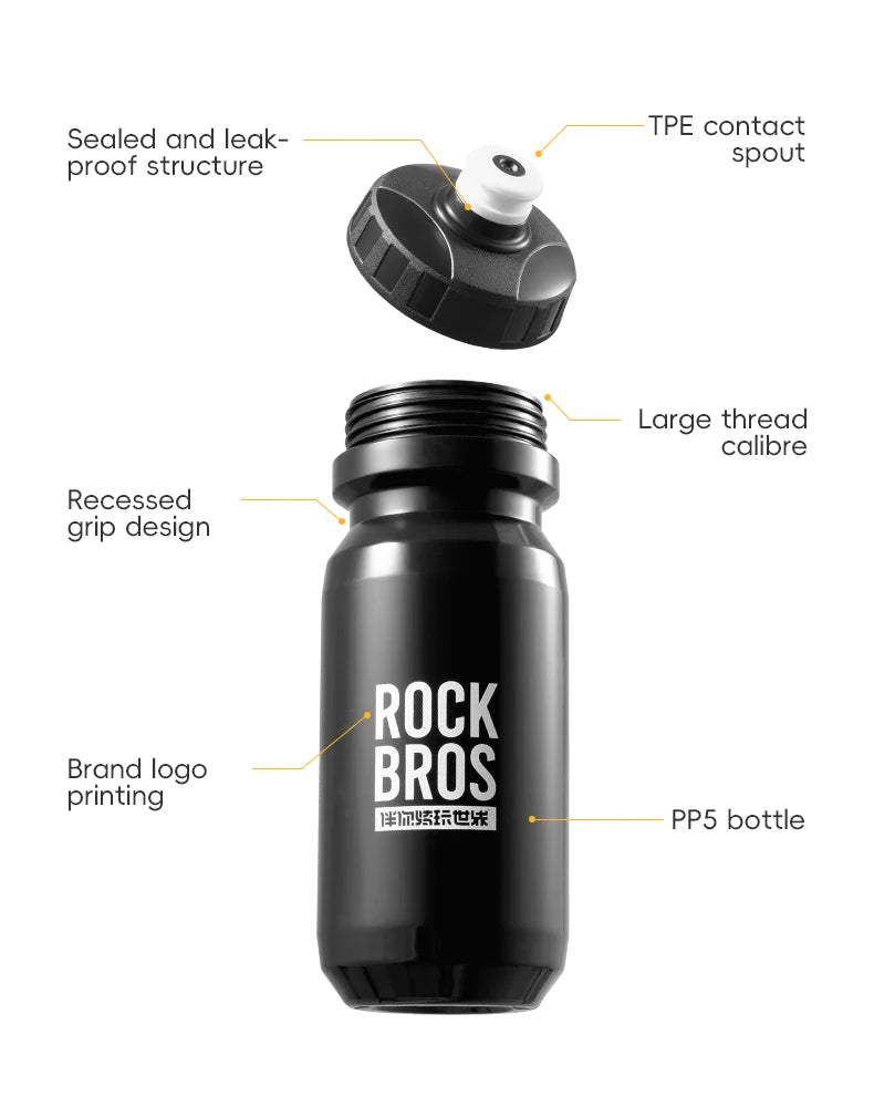 ROCKBROS 600ml Cycling Water Bottle (Squeeze Sports Bottle for MTB & Road Bike)