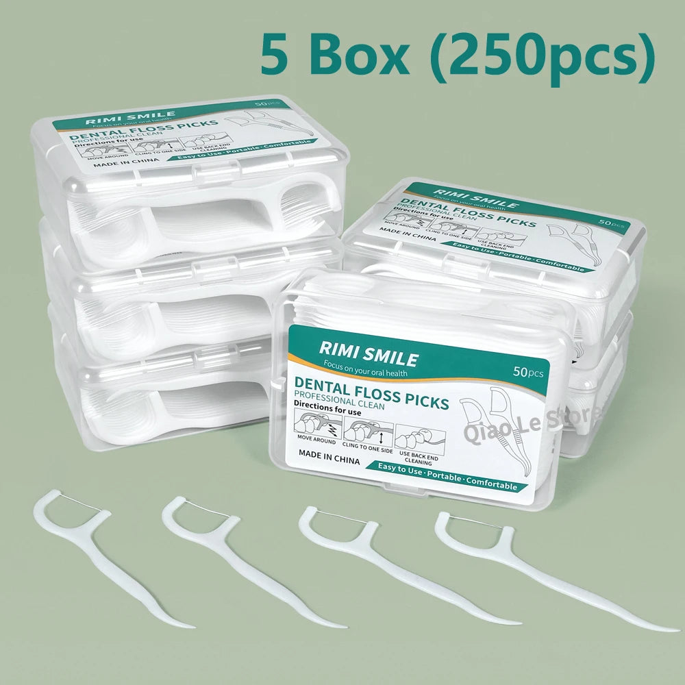 Portable Disposable Dental Floss Picks (50pcs Box)