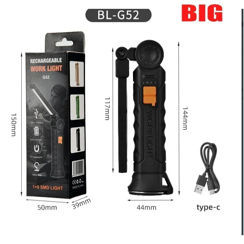 Portable COB LED Rechargeable Magnetic Work Light