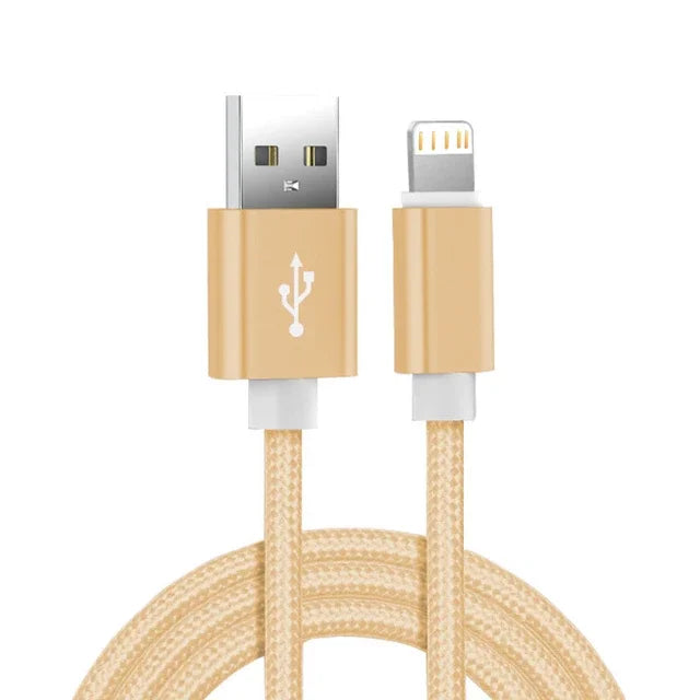 Metal Nylon Braided USB Fast Charging Cable for iPhone & iPad (1m / 2m / 3m)