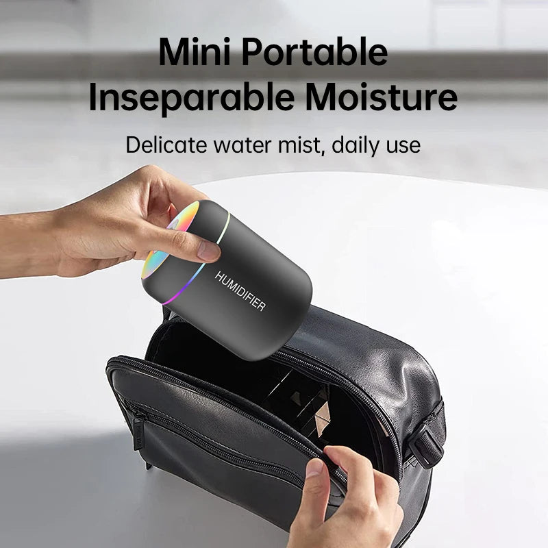 USB Mini Air Humidifier 180ml – Portable Aroma Diffuser with LED Light