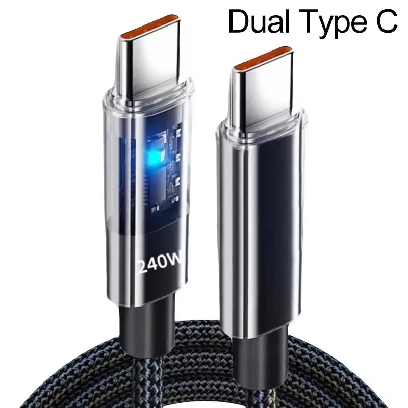 240W USB-C Fast Charging Cable with LED Display