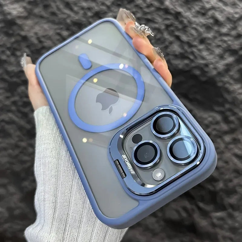 MagSafe Transparent Shockproof iPhone Case with Stand