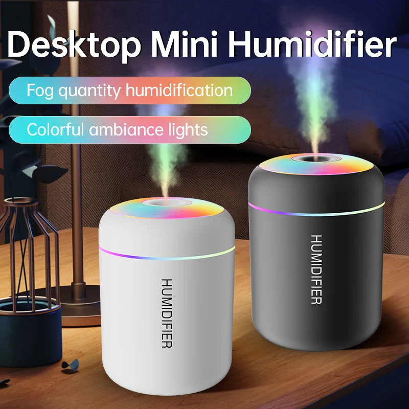 USB Mini Air Humidifier 180ml – Portable Aroma Diffuser with LED Light
