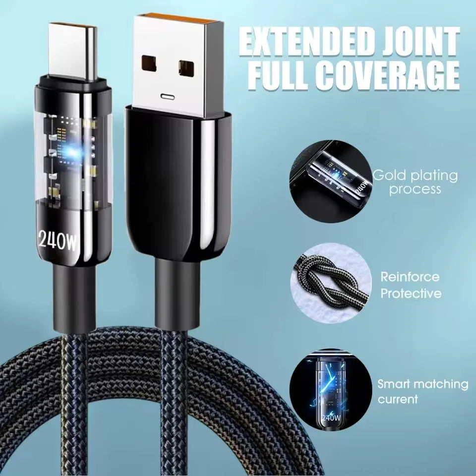 240W USB-C Fast Charging Cable with LED Display