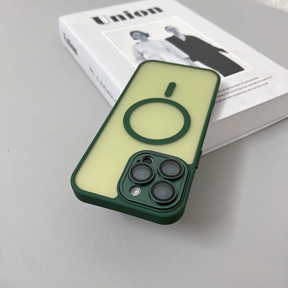 MagSafe Matte Translucent Armor Shockproof iPhone Case