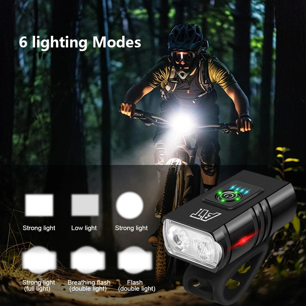High Bright LED Bicycle Front Light (6 Modes MTB & Road Bike Headlight)
