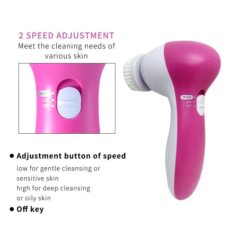 5-in-1 Electric Facial Cleansing Brush & Skin Care Massager