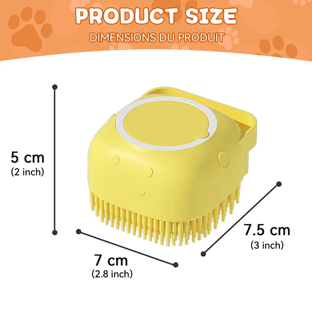 Pet Bath Brush with Shampoo Dispenser – Silicone Dog & Cat Grooming Massage Tool