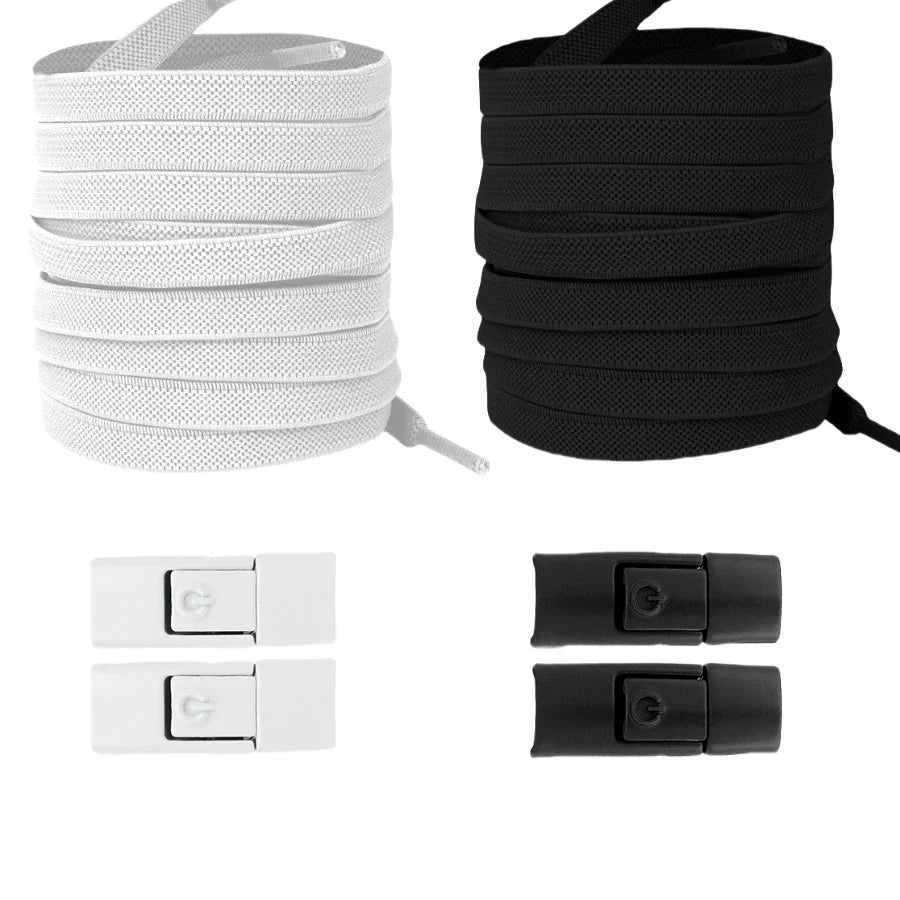 Elastic No-Tie Shoelaces with Lock Buckle (Flat 8mm Sneakers Laces)