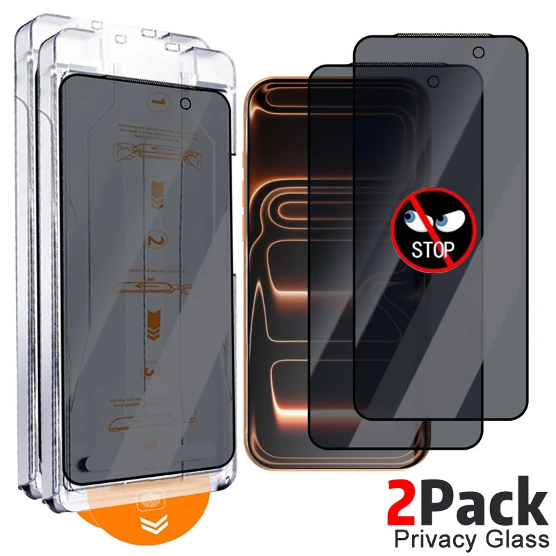 iPhone Tempered Glass Screen Protector (Privacy / Clear, 1–3 Pack, Optional Installation Kit)