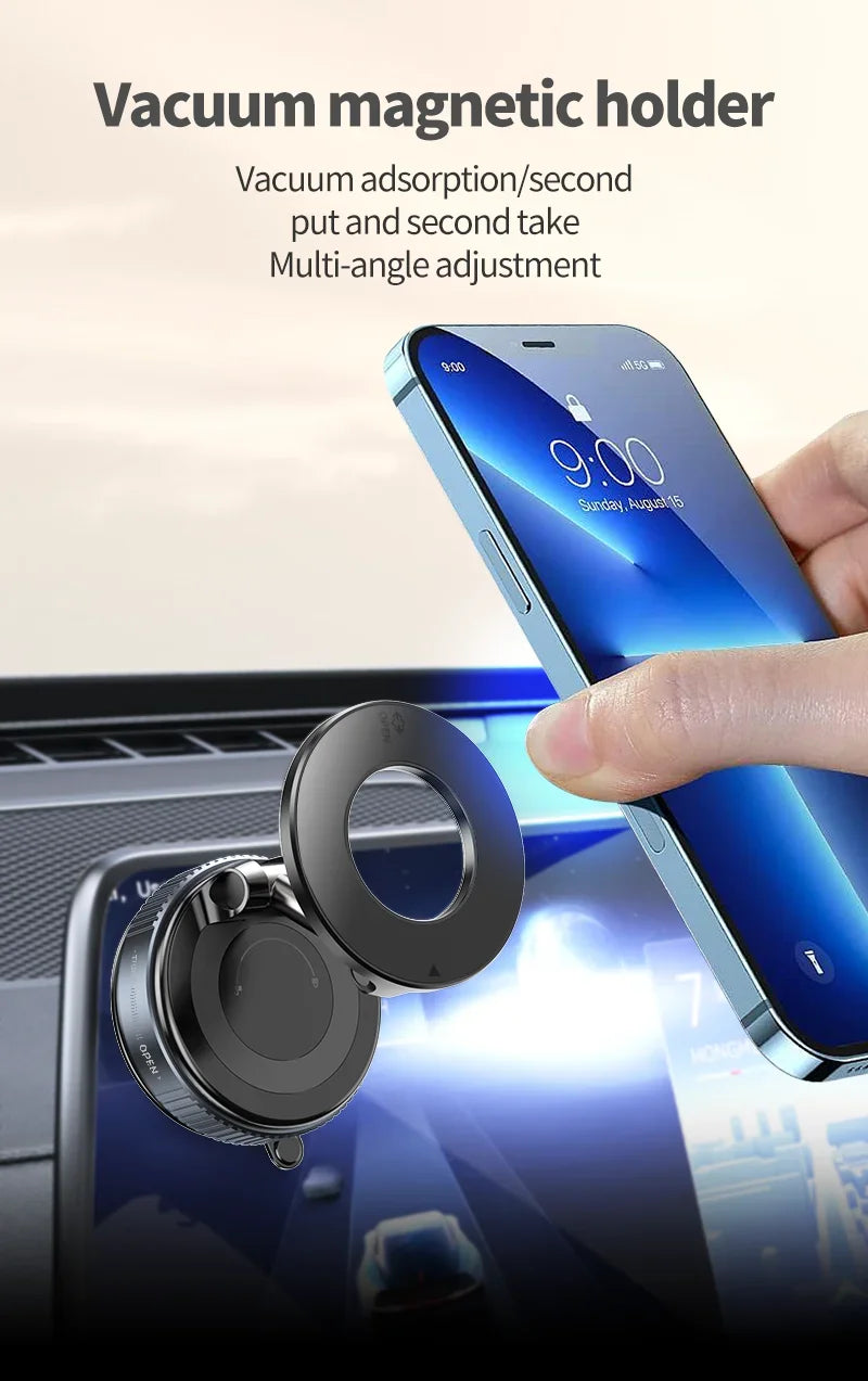 Rotating Magnetic Phone Holder with Vacuum Suction