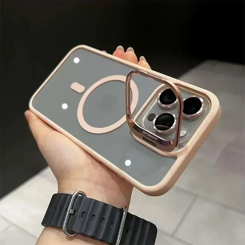 MagSafe Transparent Shockproof iPhone Case with Stand