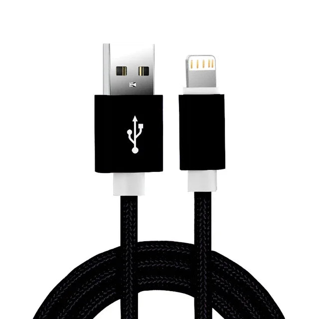 Metal Nylon Braided USB Fast Charging Cable for iPhone & iPad (1m / 2m / 3m)