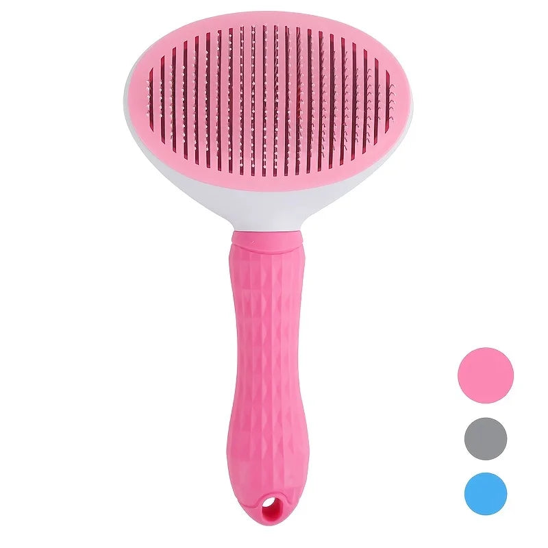 One-Click Pet Hair Removal Brush (Self-Cleaning Slicker Comb)