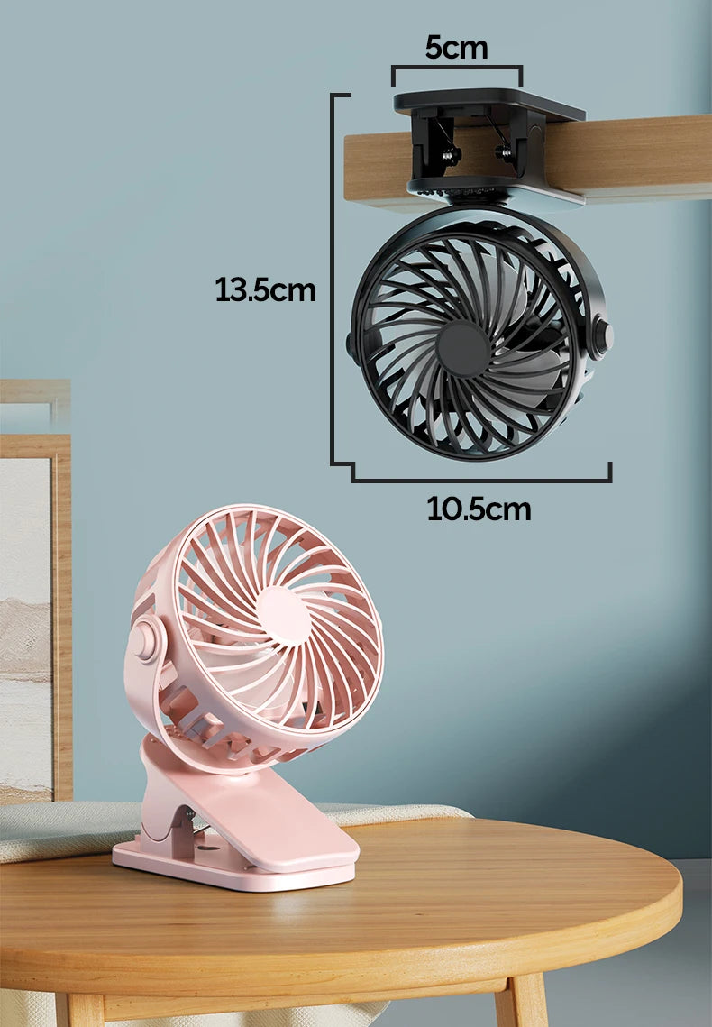 Portable Rechargeable Clip Fan with Night Light