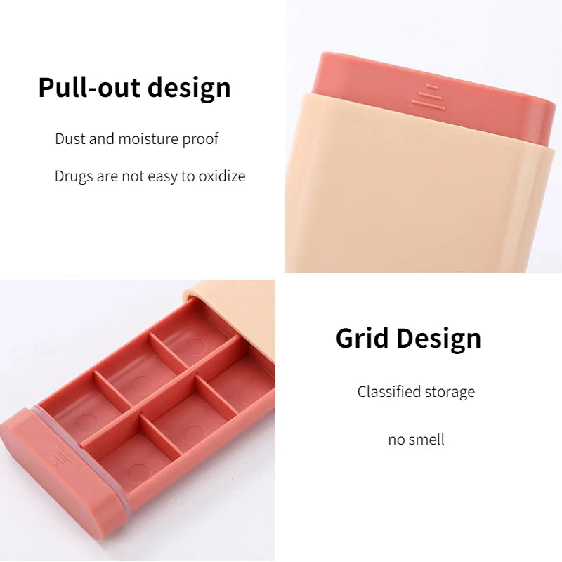 Portable Travel Pill Organizer – 6 Grid Vitamin & Medicine Storage Box