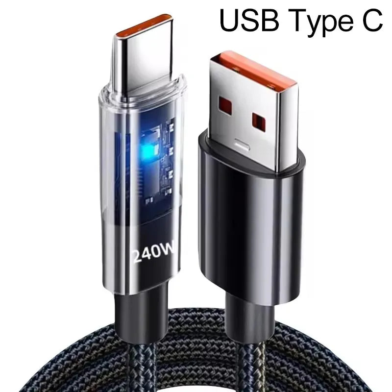 240W USB-C Fast Charging Cable with LED Display