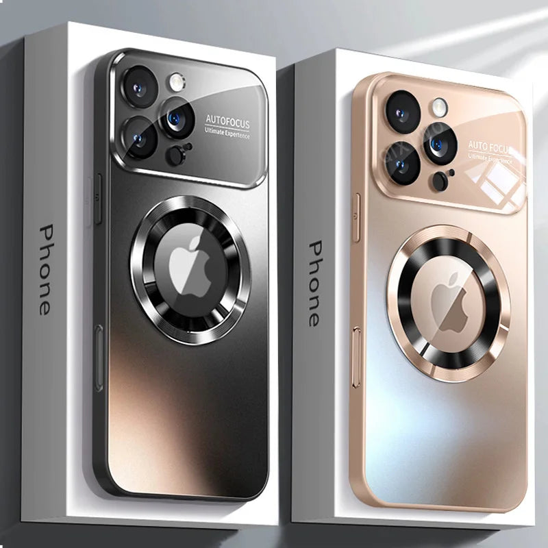 Luxury Glass Camera MagSafe Magnetic iPhone Case
