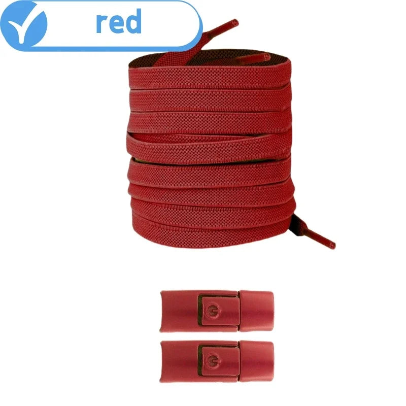 Elastic No-Tie Shoelaces with Lock Buckle (Flat 8mm Sneakers Laces)