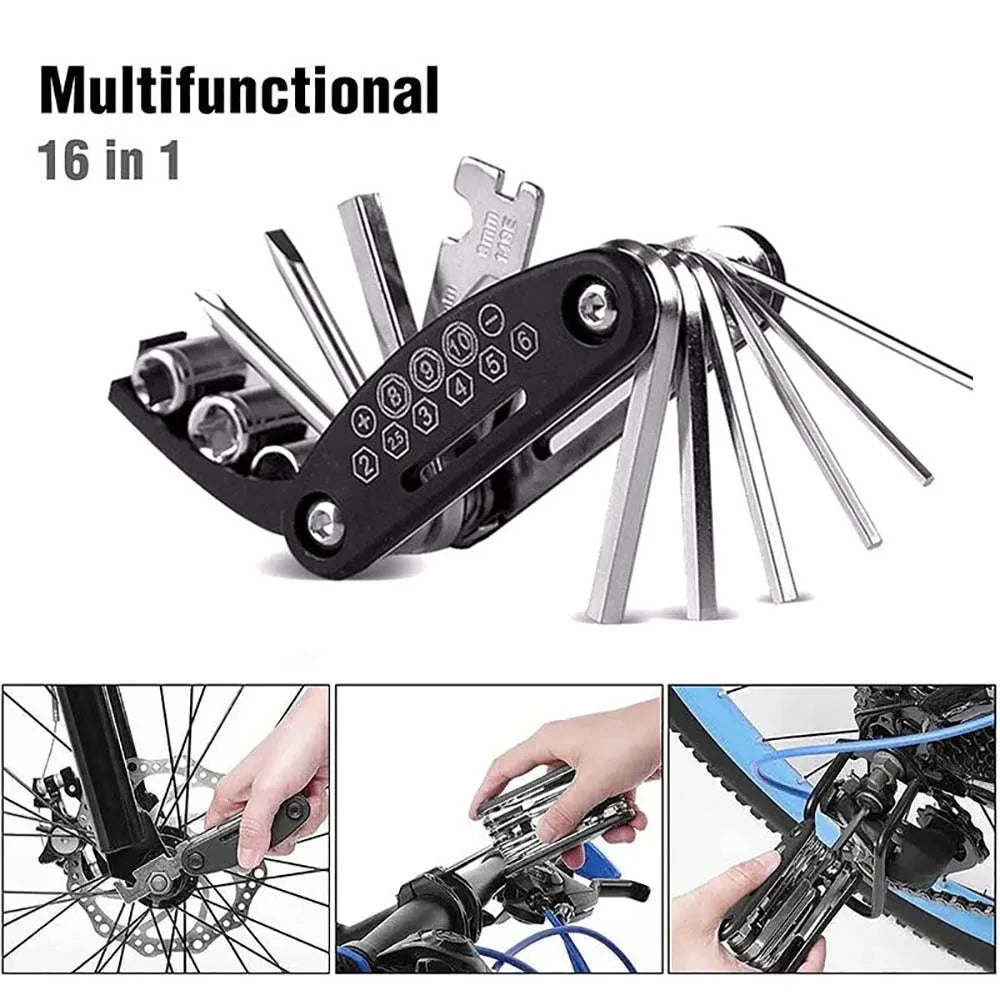16-in-1 Portable Bicycle Repair Tool Kit – Multi-Function Hex Wrench & Screwdriver Set