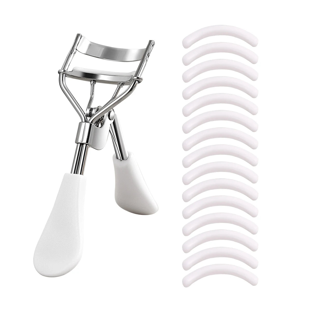 Portable Eyelash Curler with Silicone Pads (Stainless Steel Lash Curling Tool)