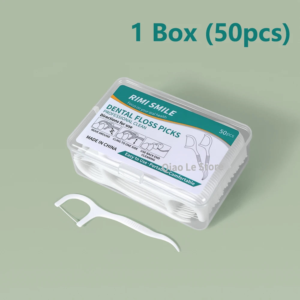 Portable Disposable Dental Floss Picks (50pcs Box)